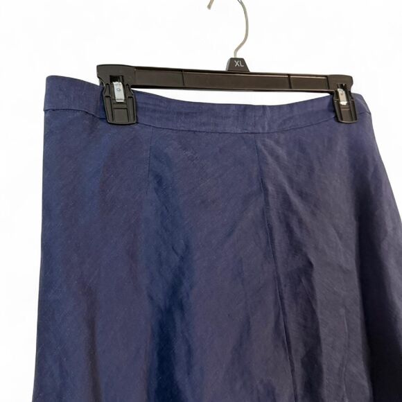 H by Halston US 12 navy blue Linen Blend midi skirt - NEW - Picture 3 of 9